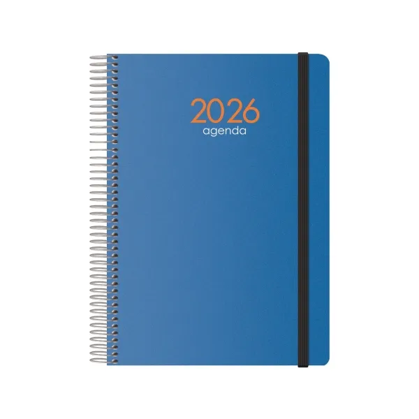 Dohe Agenda Anual Syncro Espiral 15X21cm Cierre Goma PP Azul 2026