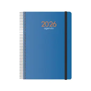 Dohe Agenda Anual Syncro Espiral 15X21cm Cierre Goma PP Azul 2026