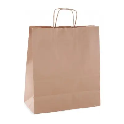 Apli Pack de 50 Bolsas Kraft Reutilizables y Reciclables con Asas Rizadas - Color Marrón