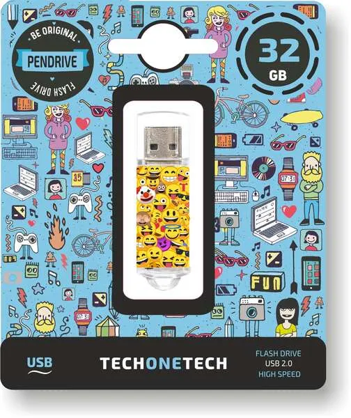 Techonetech Emojis Memoria Usb 2.0 32Gb (Pendrive)