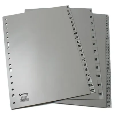 Grafoplás Separadores Numéricos A4 PP 1-31 16 Taladros Opaco Gris
