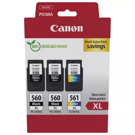 Canon Pg-560Xl + Cl-561Xl Pack De 3 Cartuchos De Tinta Originales - 3712C009