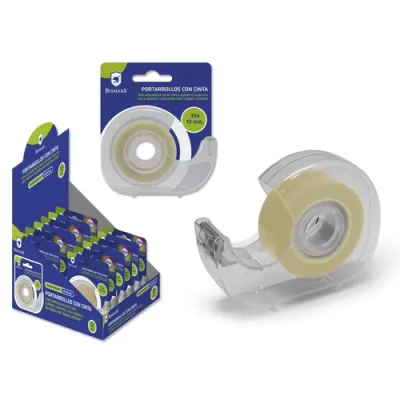 Bismark Portarrollos Con Cinta Adhesiva Transparente - Cuerpo De Plastico - Incluye Cinta De 33 Metros - Ideal Para Uso Escolar - Color Transparente