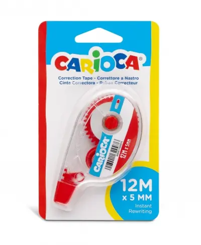 Carioca Cinta Correctora 5mm x 12m Color Blanco para Papel