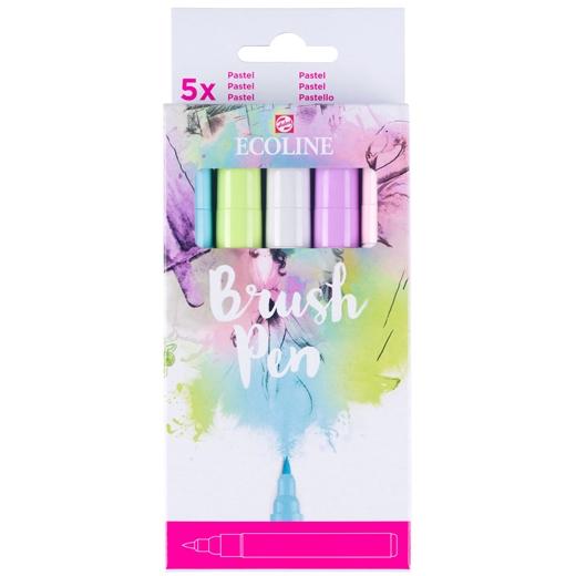 Talens Ecoline Rotuladores Brush Pen Punta Pincel Surtido Pastel Estuche 5 Ud