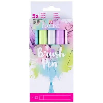 Talens Ecoline Rotuladores Brush Pen Punta Pincel Surtido Pastel Estuche 5 Ud
