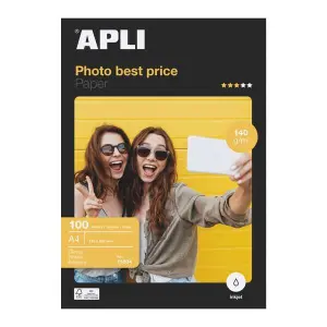 Apli Papel Fotográfico A4 140g Acabado Brillante 100 Hojas