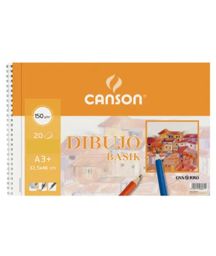 Canson Bloc Dibujo Basik Espiral 20H A3+ 150Gr Microperforado Pack 10 Ud Blanco Natural