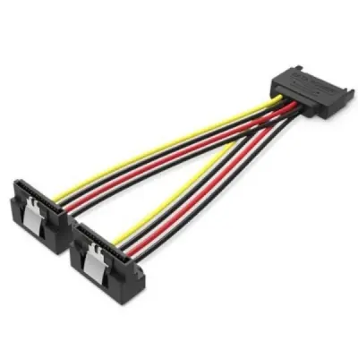 Vention Cable de Alimentación SATA 0.15m 15P Macho 2x15P Hembra Acodado 18 AWG Negro