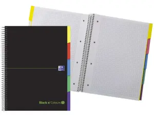 Oxford Cuaderno Espiral A4+ 100 Hojas Cuadricula 5x5 Tapa Extradura Negra
