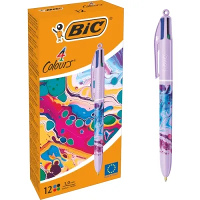 Bic 4 Colours Decors Bolígrafo Retráctil Punta Media 1.0mm Tinta Aceite
