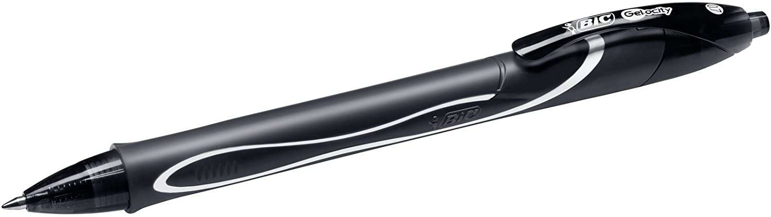 Bic Gel-Ocity Quick Dry Boligrafo De Gel Retractil - Punta Media De 0.7 Mm - Tinta De Gel - Anti-Manchas - Secado Ultra Rapido - Color Negro