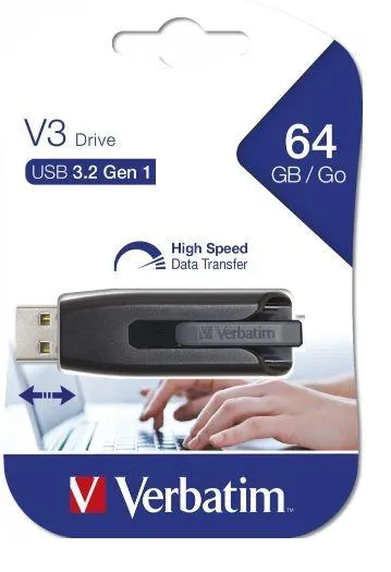 Verbatim Pendrive V3 Store ´N´ Go Super Speed 64Gb Retráctil Usb 3.2 Negro