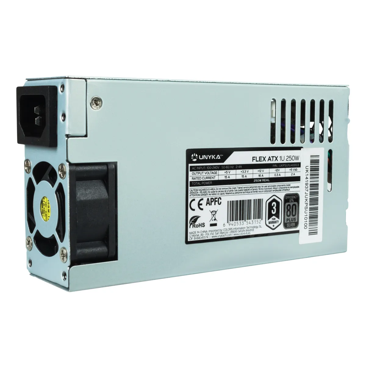 UNYKAch Fuente De Alimentación Para Servidor Flex 1U 250W 87% Eficiencia Energética Activo Ventilador 40mm