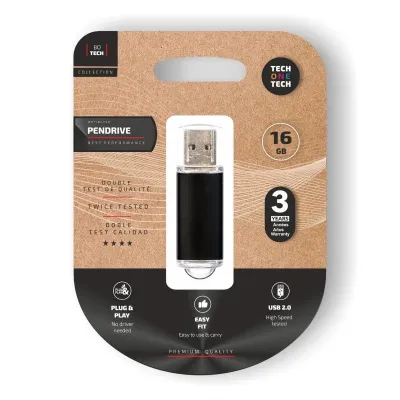 TECH ONE TECH Pendrive 16GB USB 2.0 Negro