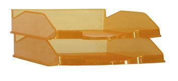 Archivo 2000 Bandeja Apilable En 3 Posiciones Fondo Liso Din A4 Y Folio 345X255X60 Mm Naranja Traslúcido