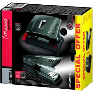 Maped Grapadora Metálica A3545 y Taladro Metálico A6203 - Grapa y Perfora Hasta 25 Hojas