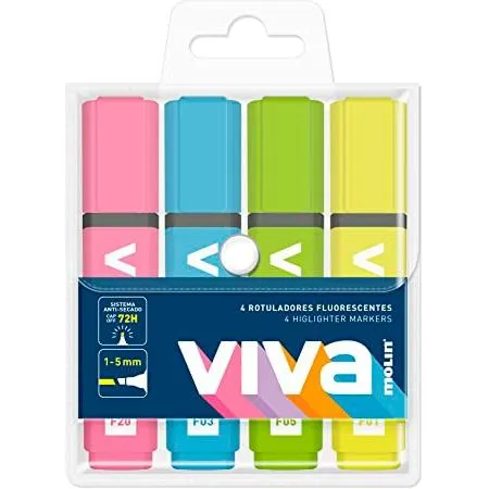 Molin Marcador Fluorescente Viva C/Surtidos Blíster 4 Ud