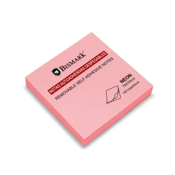 Bismark Bloc De 100 Notas Adhesivas 76X76Mm - Color Rosa Neon