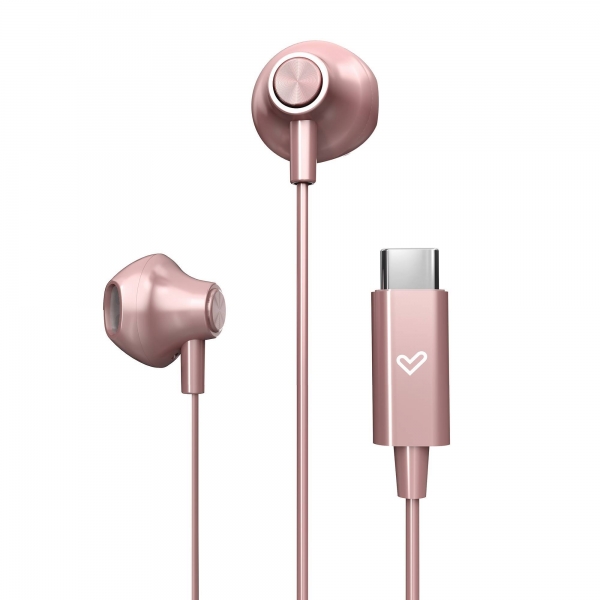 Energy Sistem Easypods Auriculares De Boton - Sonido Hd - Conexion Tipo C - Microfono Integrado - Control De Reproduccion - Cable 120 Cm - Packaging Reciclado - Color Rosa