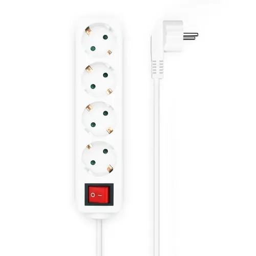 Aisens Base Multiple 4 Tomas Con Interruptor Con Cable 3X1,5Mm2, Blanco, 1,4M