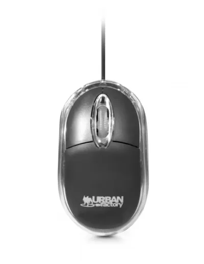 Urban Factory Ratón USB Cableado 800dpi Uso Ambidiestro Color Negro