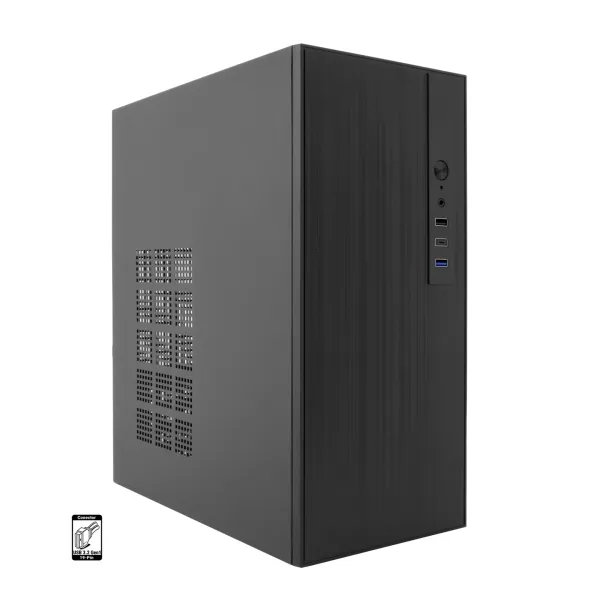 Coolbox Caja Micro ATX M460, GPU Max 250mm, 1x3.5/2.5, 1x2.5/2.5, USB-C 3.2, Negro