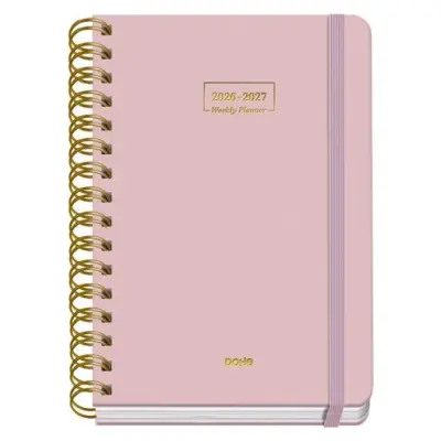 DOHE AGENDA ESCOLAR PREMIUM A5 ESPIRAL DOBLE SV CARTÓN FORRADO ROSA 2026-2027
