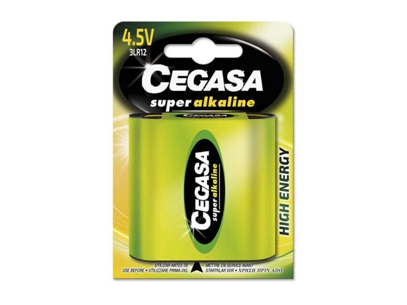Cegasa Super Alkaline Pack De 1 Pila 3Lr12 4.5V - Alta Tecnologia - Fiabilidad - Elevado Rendimiento - Maximas Prestaciones