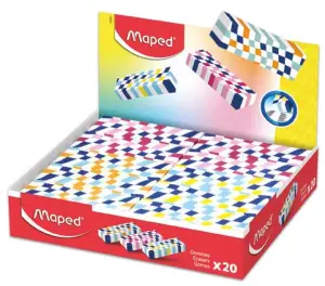 Maped Expositor de 20 Gomas de Borrar Rectangulares - Colores Surtidos - Sin Ftalatos