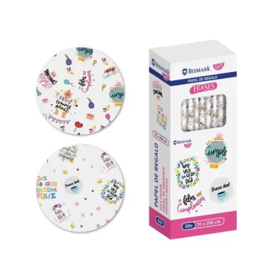 Bismark Frases Rollo de Papel Regalo - Medidas 70cmx200cm - 2 Diseños Diferentes
