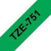 Brother TZe751 Cinta Laminada Etiquetas Negro Sobre Verde 24mm x 8m