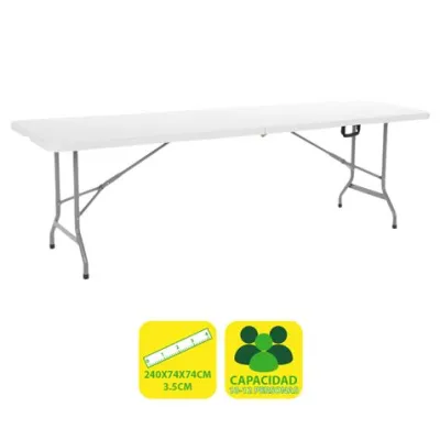 SunGarden Mesa Plegable de Resina 240x74x74cm Color Blanco