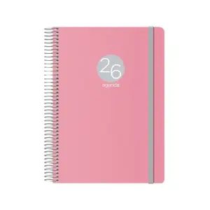 Dohe Agenda Anual Memphis Espiral 15X21cm Con Cierre Goma PP Rosa 2026