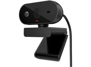 HP 325 Webcam Full HD 1080p - Gran Angular 66° - Microfono Integrado - Correccion Automatica de Luz e Imagen - Giro 360° y Soporte para Tripode - USB‑A - Color Negro