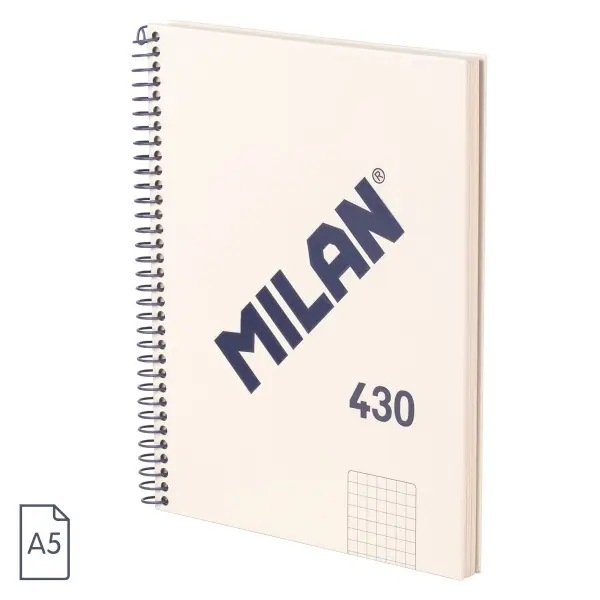 Milan Cuaderno Espiral A5 Cuadricula 5x5mm - 80 Hojas 95 gr/m2 - Beige