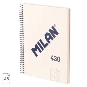 Milan Cuaderno Espiral A5 Cuadricula 5x5mm - 80 Hojas 95 gr/m2 - Beige
