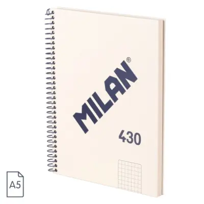 Milan Cuaderno Espiral A5 Cuadricula 5x5mm - 80 Hojas 95 gr/m2 - Beige