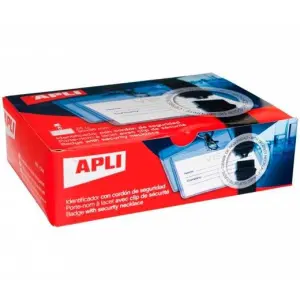 Apli Caja Identificador Horizontal 90x56mm con Cordón de Seguridad - 25 Unidades