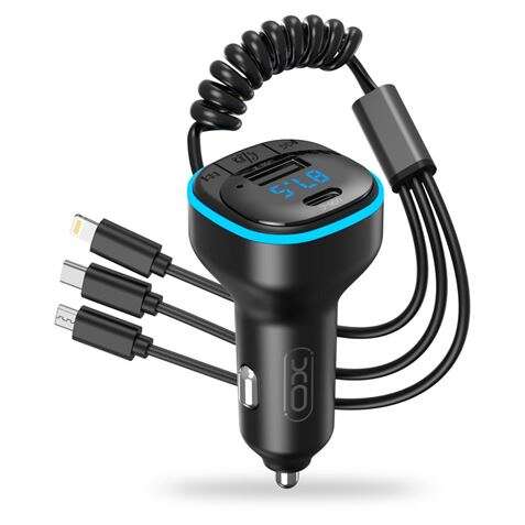 Xo Adaptador Bluetooth Para Coche - Conexion Inalambrica 50 - Reproduce Desde Smartphone Y Pendrive - Puerto Usb Y Tipo C - Funcion Manos Libres - Pantalla Led - Dimensiones 35X35X75Mm - Peso 50Gr - Color Negro