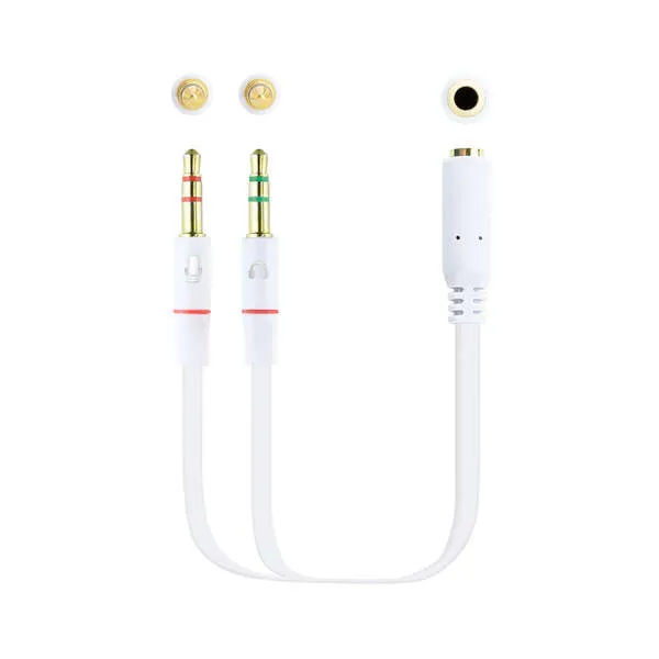 Nanocable Adaptador Audio Jack 3.5mm Hembra a 2x Jack 3.5mm Macho 0.20m Blanco