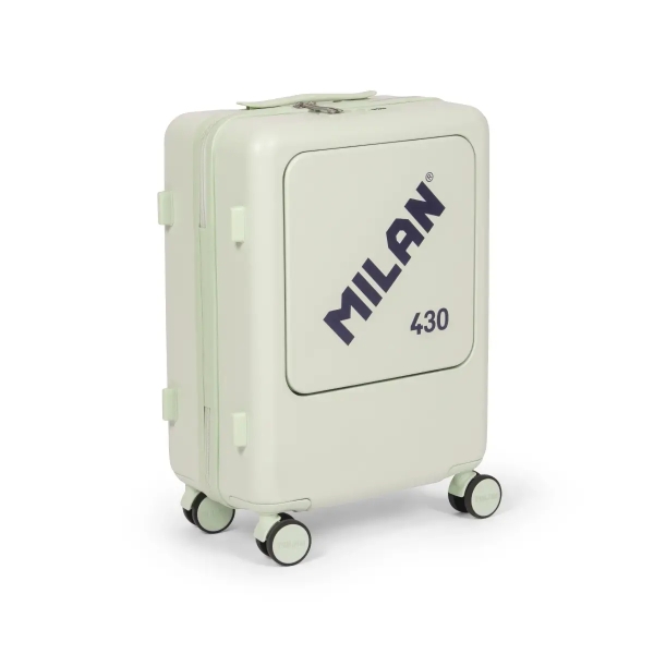 Milan Coleccion 430 Maleta De Cabina Rigida - 4 Ruedas Dobles 360º - Cierre Con Combinacion De 3 Digitos - Apertura Independiente Del Compartimento Principal Y El Frontal - Medidas 55X40X23Cm - Color Verde