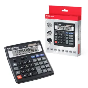 Erichkrause DC-412 Calculadora de Sobremesa - Pantalla LCD de 12 Digitos - Memoria Doble - Funciones de Calculo Avanzadas - Color Negro