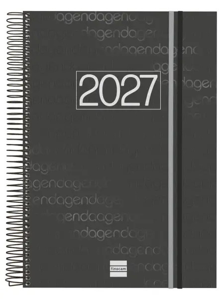 Finocam Agenda Anual 2027 Espiral 1 Día por Página E40 210x297mm Tapa Polipropileno Negro