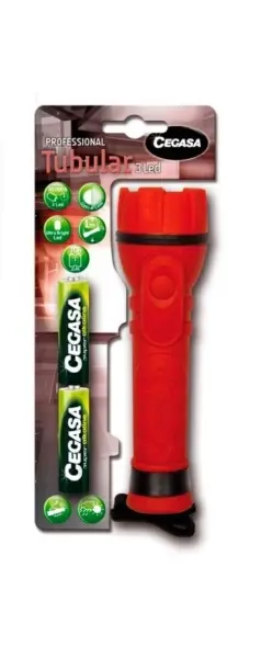 Cegasa Linterna Profesional 3 LED Cuerpo de Goma Antideslizante Resistente a Golpes y Humedad