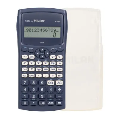 Milan Calculadora Científica 10+2 Dígitos, Pantalla de 2 Líneas, 240 Funciones, Color Azul/Blanco