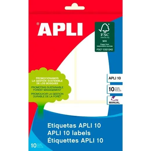 Apli Etiquetas Adhesivas 53X100Mm Escritura Manual C/Romos 3 X 10H Blanco