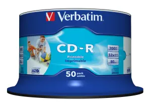 Verbatim CD-R AZO 700MB 52X 50 Pack Spindle Inkjet Printable