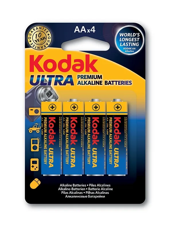 PILAS AA KODAK ULTRA PREMIUM ALCALINA LR6 3000 mAh 1.5V PACK 4 UNIDADES (ecotasas incluidas)