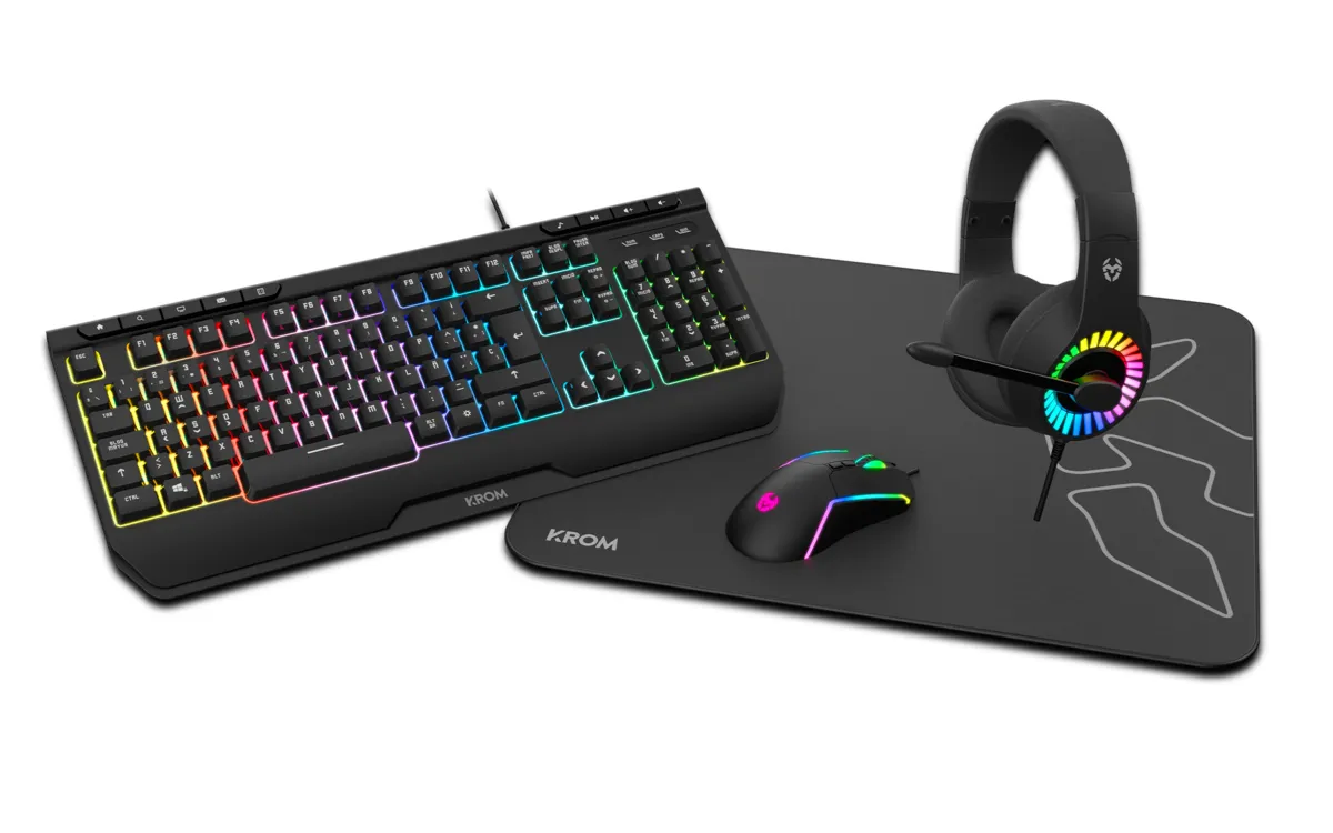 KROM Kenya Teclado y Ratón USB Negro para Juegos